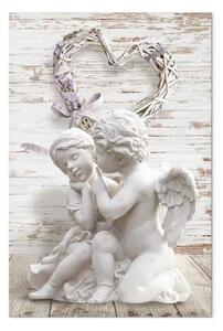 Quadro contemporaneo Ragazzo e ragazza - due angeli e un cuore