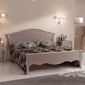 Letto sagomato matrimoniale bicolore tortora in legno (1481)