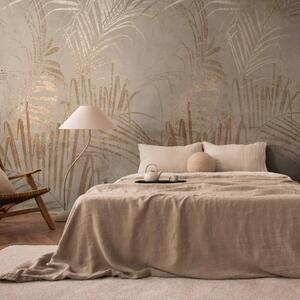 Carta da parati moderna Costa di palme - composizione artistica beige con foglie