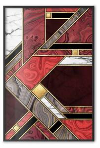 Poster: Geometria rosso-oro - figure geometriche su struttura in pietra