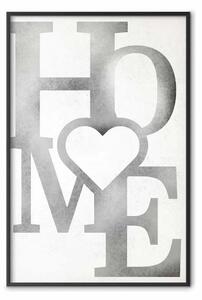 Poster: Casa piena d’amore - scritta grigia con cuore su sfondo chiaro