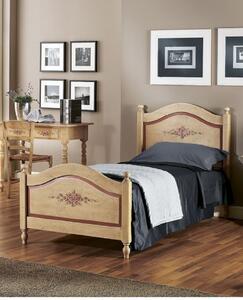 Letto sagomato singolo avorio antico filo rosso in legno 99x212x112 (1425)