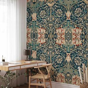 Carta da parati moderna Simmetria con fiori - mosaico con motivo floreale ornamentale