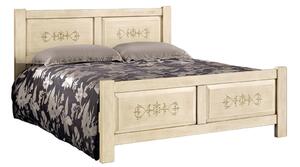 Letto dritto matrimoniale avorio antico/verde in legno 173x209x107 (1472)