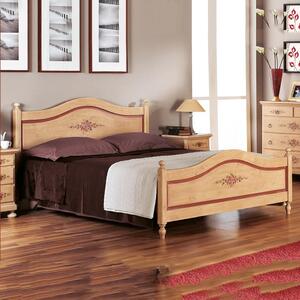 Letto sagomato matrimoniale avorio antico filo rosso in legno (1424)