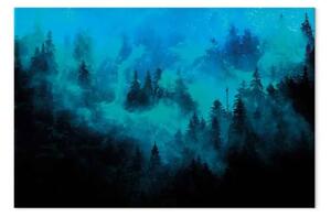 Quadro moderno Nebbia magica - paesaggio forestale notturno