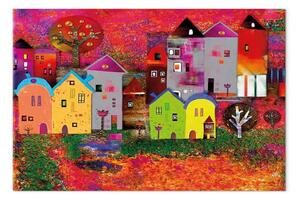 Quadro su tela Case per bambini - veduta di una città colorata