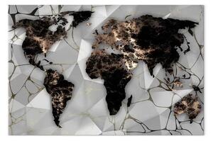 Quadro contemporaneo Mondo d'oro - mappa del mondo e astrazione sullo sfondo
