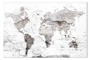 Quadro contemporaneo Mappa in bianco - mappa del mondo su texture di mattoni