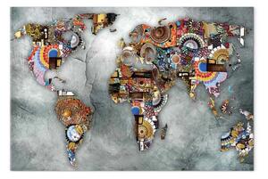 Quadro moderno Mappa del mondo a mosaico - astrazione colorata