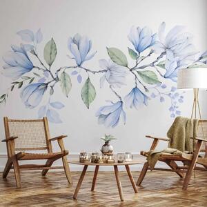 Carta da parati Magnolia in fiore - motivo floreale romantico in colori chiari