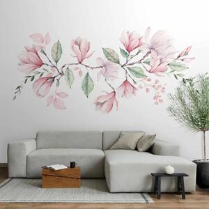 Carta da parati Magnolia in fiore - motivo floreale romantico nei toni del blu