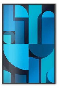 Poster: Geometria dell’arte - astrazione in tonalità blu su sfondo nero