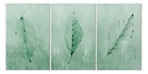 Quadro Sfumatura primaverile (3 parti) - paesaggio celeste con foglie verdi