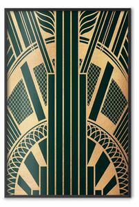 Poster: Grattacielo Art Deco nero su sfondo dorato