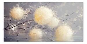 Quadro moderno Autunno caldo - paesaggio con soffioni sull'acqua