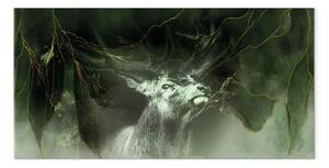 Quadro su tela Re dei cervi - animale maestoso nel verde