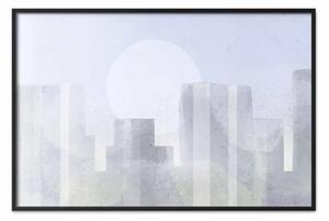 Poster: Città moderna - grattacieli su sfondo cielo in tonalità pastello