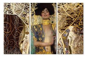 Quadro contemporaneo Giuditta di Klimt (3 pezzi) - elegante astrazione con figura femminile