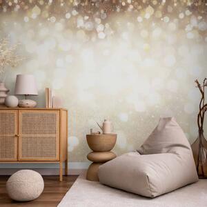 Carta da parati moderna Scintille di stelle - astrazione in marrone e oro con effetto luminoso