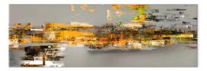 Quadro moderno Bagliore giallo stretto - calda astrazione su sfondo grigio