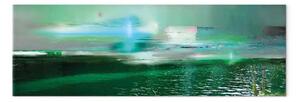 Quadro su tela Paesaggio smeraldo stretto - astrazione nei toni verdi