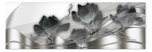Quadro moderno Magnolie argentate stretto - astrazione in fiori e onde