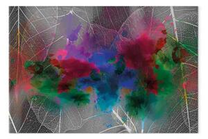 Quadro Colori autunnali largo - astrazione colorata e foglie