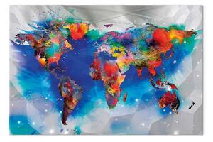 Quadro Mondo di colori largo - mappa del mondo e astrazione