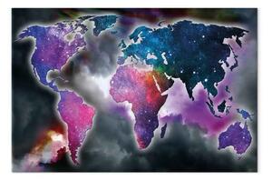 Quadro contemporaneo Continenti galattici largo - mappa del mondo colorata