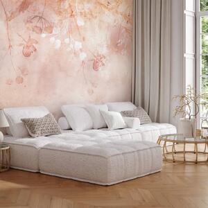 Carta da parati moderna Piante delicate - paesaggio con fiori in tonalità rosa