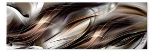 Quadro Strisce stretto - astrazione grigio-marrone in onde delicate