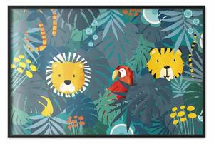 Poster: Animali tra le foglie - tema giungla per bambini in tonalità verdi