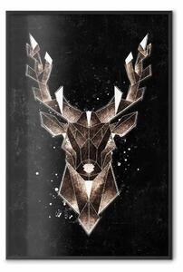 Poster: Cervo dorato - motivo geometrico animale su sfondo nero