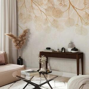 Carta da parati Delicate boho - paesaggio con composizione vegetale in arancione