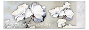 Quadro contemporaneo Maki bianchi argento - fiori sfondo chiaro