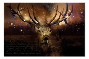Quadro su tela Cervo Tra le Stelle - Animale su sfondo boscoso marrone
