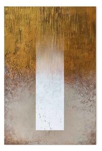 Quadro moderno Spettro astratto - striscia bianca sfondo oro-grigio