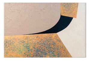 Quadro Astrazione - forme dorate e beige unite dal nero