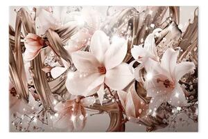 Quadro Fiori e Oro - Magnolia e gigli in luce dorata