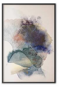 Poster: Piante dorate - delicate venature di foglie su macchie colorate