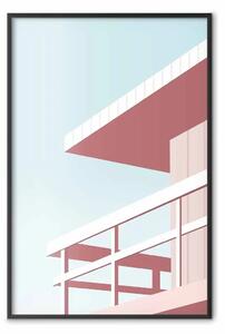 Poster: Vacanza in spiaggia - torre di salvataggio rosa minimalista