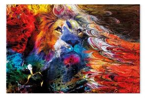 Quadro su tela Re africano - leone su sfondo astratto colorato