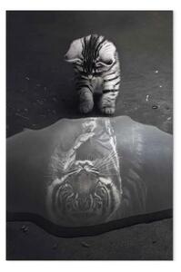 Quadro contemporaneo Animale predatore - gatto riflesso tigre pozzanghera
