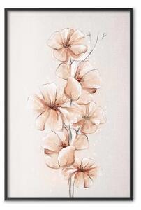 Poster: Fiori acquerellati - delicato ramo boho in caldi colori seppia