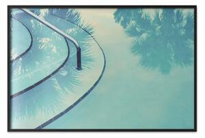Poster: Miami - riflesso di foglie di palma nell'acqua blu di una piscina
