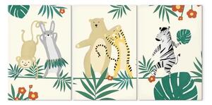 Quadro contemporaneo Animali ballerini (3 parti) - illustrazione ludica per bambini