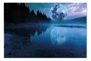 Quadro Serata luminosa - luna blu sopra la superficie del lago