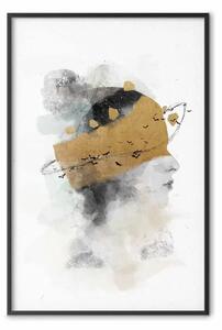Poster: Immerso nei pensieri - ritratto di donna ad acquerello