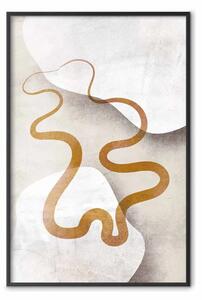 Poster: Nastro ondeggiante - forma arancione su sfondo bianco e beige